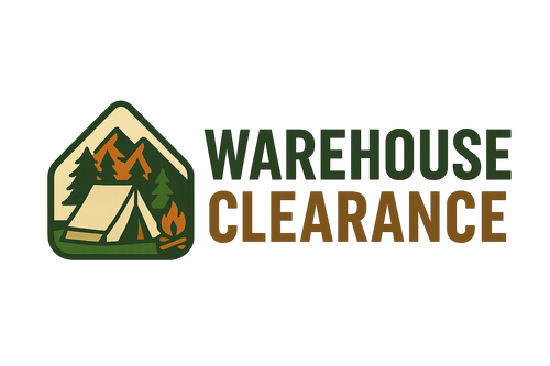 露营产品 左右排版的logo 包含文字 Warehouse Clearance